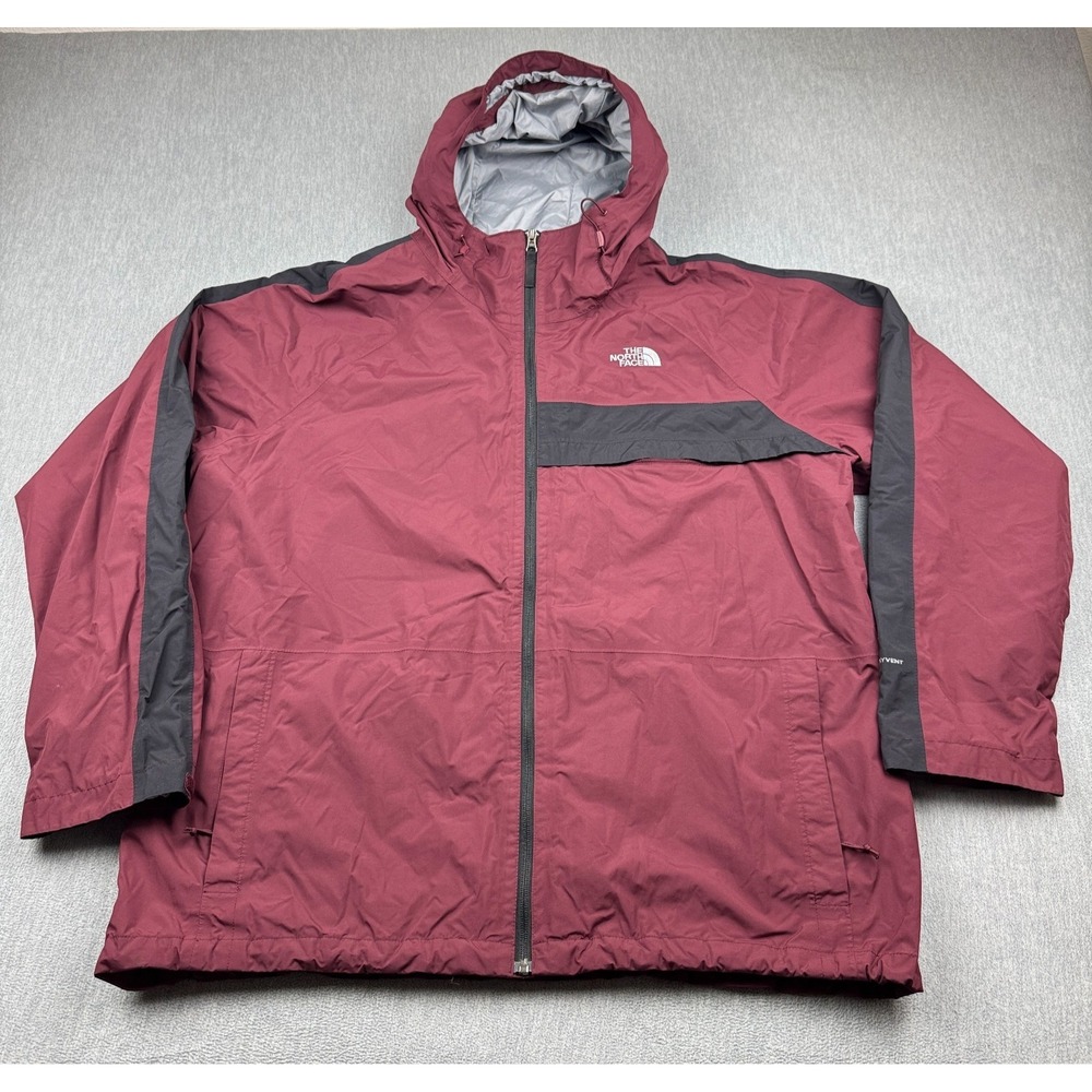 The North Face Jacket Mens 2XL Burgundy Windbreaker Dryvent Hooded Packable Coat